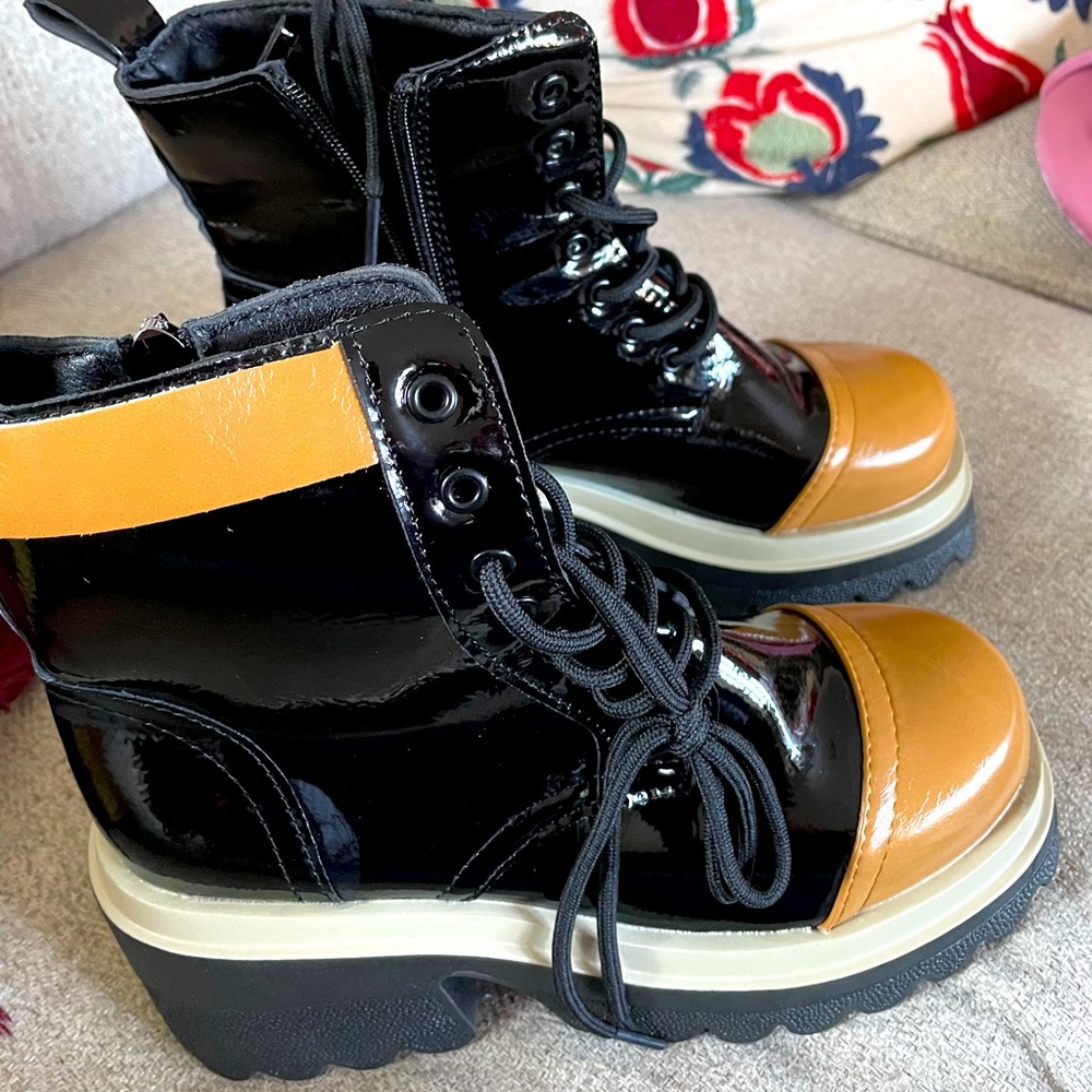 Black platform booties